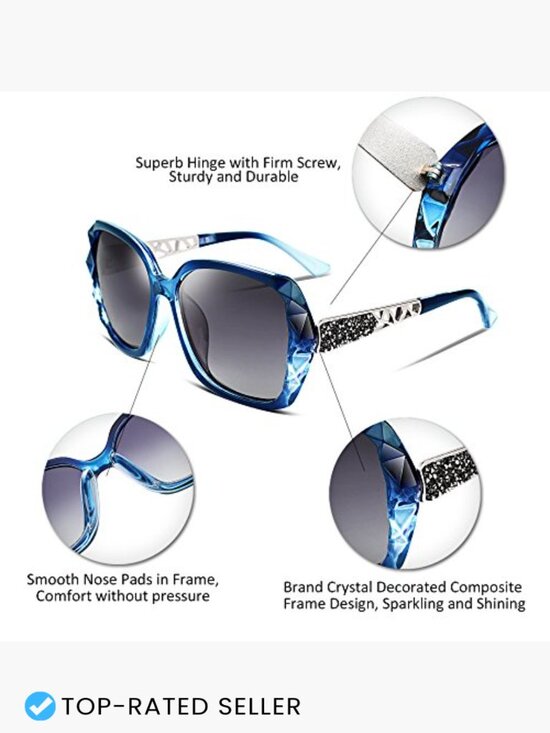 Sparkling Oversized Square Sunglasses Polarized Composite Frame UV400 main image 4